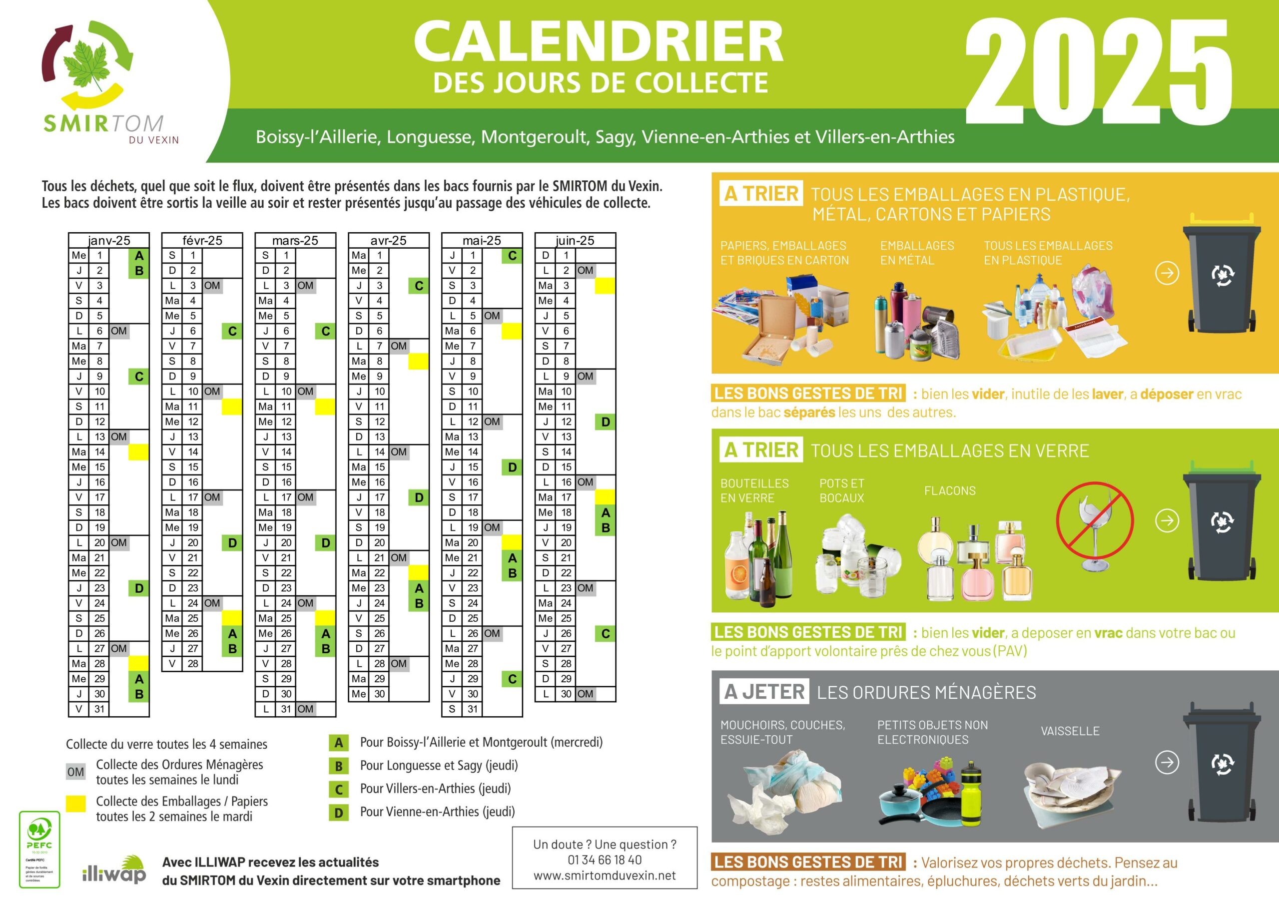 SMIRTOM du Vexin - 01 Calendrier de collecte 2025