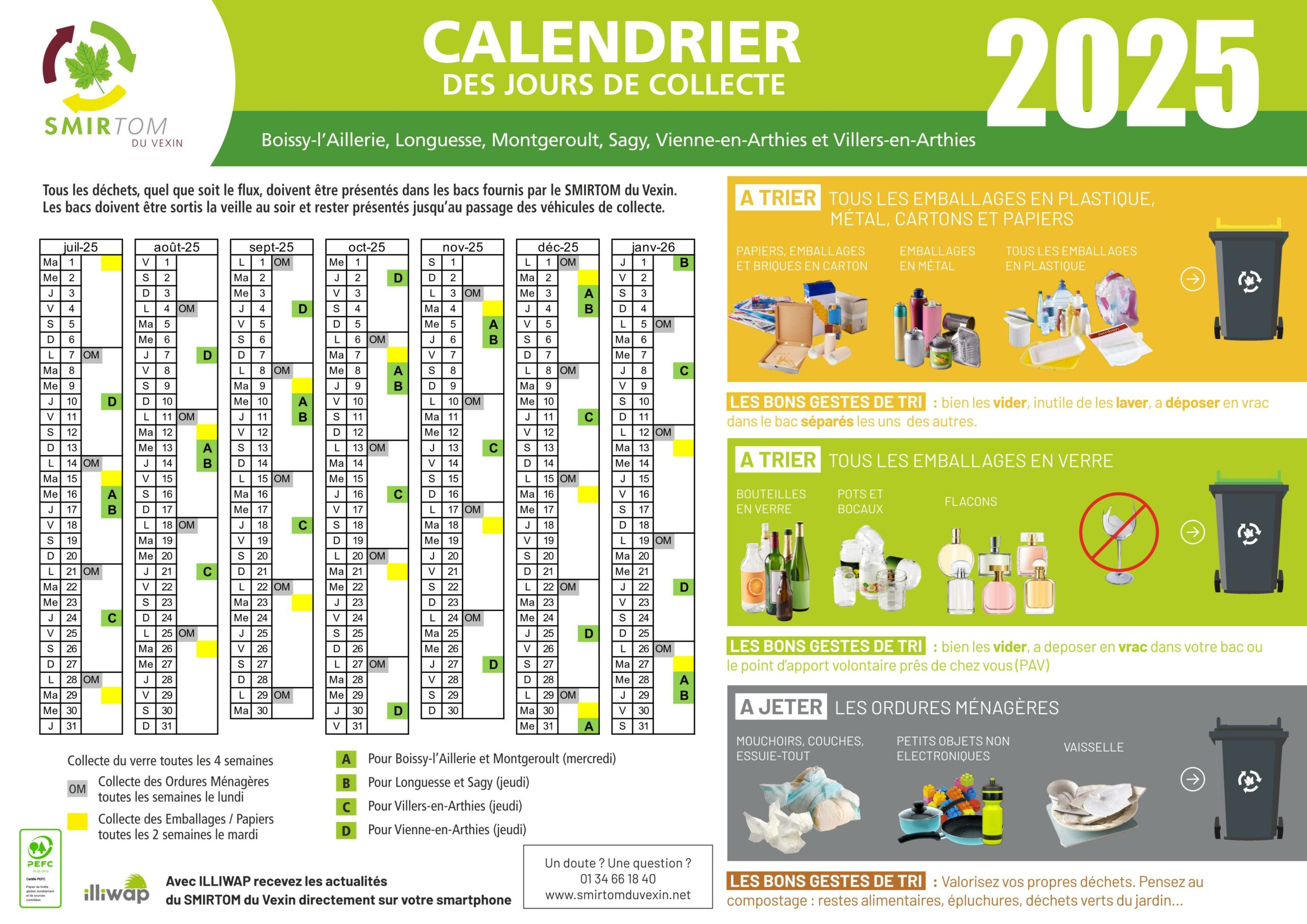 SMIRTOM du Vexin - 02 Calendrier de collecte 2025