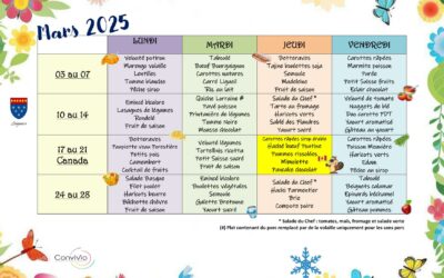 Menus scolaires de Mars 2025