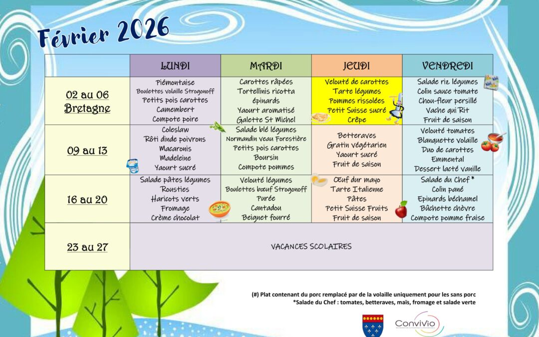 Menus Scolaires Février 2026