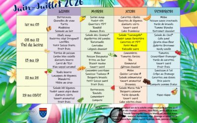 Menus scolaire Juin/Juillet 2026